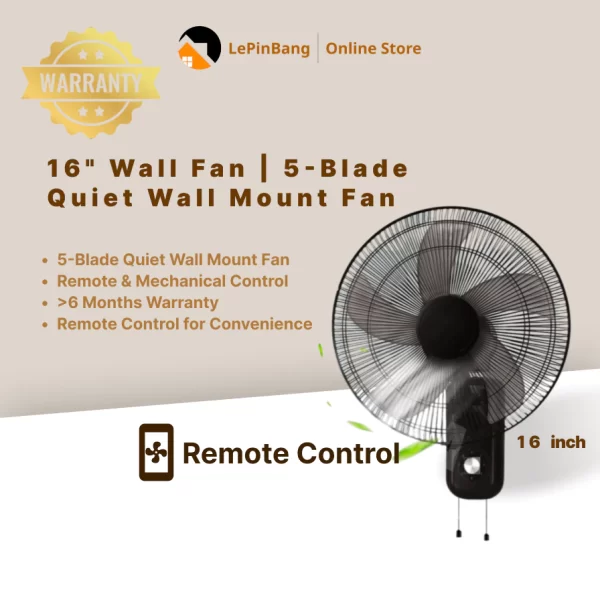 16 " Wall Fan | 5 Blade | Queit