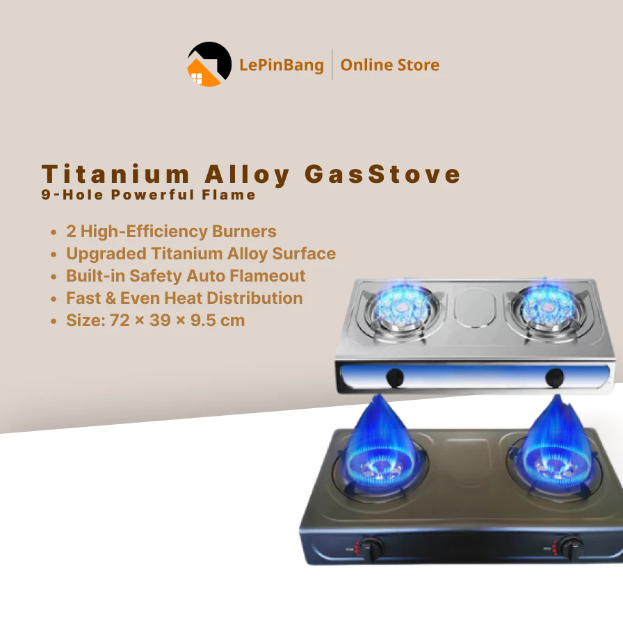 【LePinBang】Dapur Gas 2 Kepala Stainless Steel Gas Stove 4200W 大火力🔥Titanium Alloy 强火省气 自动熄火