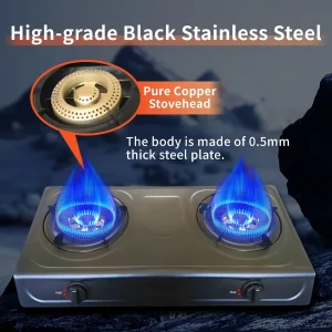 【LePinBang】Dapur Gas 2 Kepala Stainless Steel Gas Stove 4200W 大火力🔥Titanium Alloy 强火省气 自动熄火 - Image 2