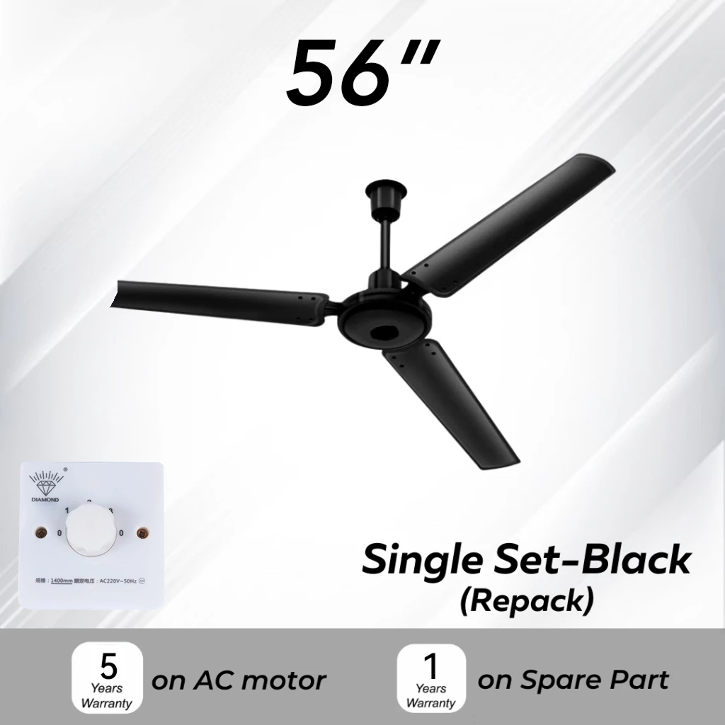 【LePinBang】吊扇 56” Ceiling Fan Stainless Steel | 3/5 Speed Silent Motor | Kipas Siling Rumah Besar - 图片 10