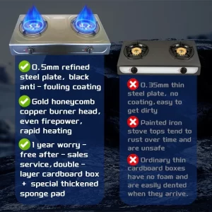 【LePinBang】强火省气 自动熄火 Dapur Gas 2 Kepala Stainless Steel Gas Stove 4200W 大火力🔥Titanium Alloy - 图片 7