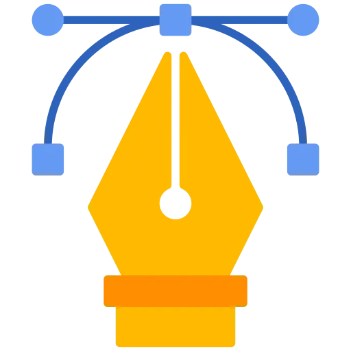 Blue vector pen nib representing graphic design