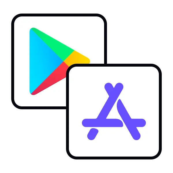 Overlapping Google Play and Apple App Store icons