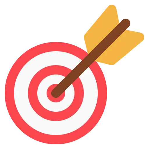Target icon with red arrow representing marketing goals
