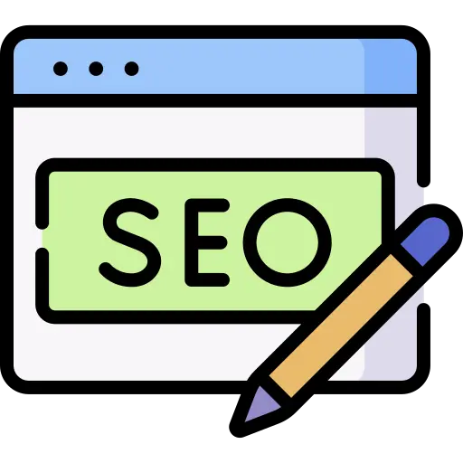 Browser window icon with pencil labeled SEO